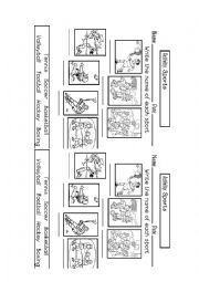 English Worksheet: write the name of each sport