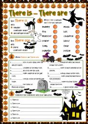 English Worksheet: Halloween - There is / There are