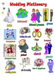 English Worksheet: WEDDING PICTIONARY