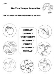 English Worksheet: The Very Hungry Caterpillar