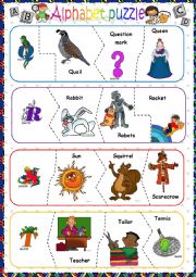 English Worksheet: Alphabet puzzle - PART 5 / 7 -editable
