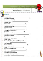 English Worksheet: Indirect Questions Activity