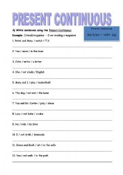 English Worksheet: Present Continuous 