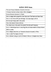 English Worksheet: Guess Who