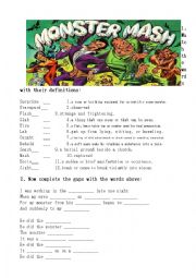 English Worksheet: Monster Mash Song