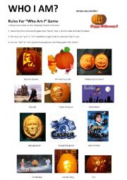 English Worksheet: Halloween game speaking guess who am I