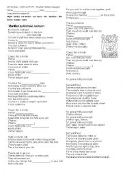 English Worksheet: Thriller Song Activity