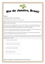 English Worksheet: Rio de Janeiro, Brasil
