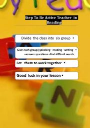 English Worksheet: Step To Be Active Teacher  in Reading