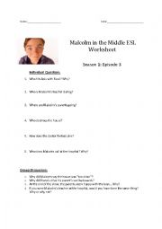 Malcolm in the Middle ESL Worksheet - Season 1: Episode 3