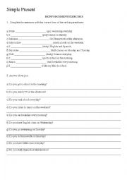 English Worksheet: Simple present