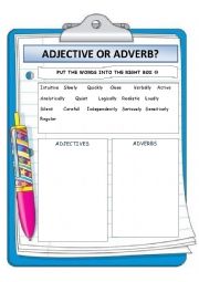 English Worksheet: adjective or adverb?