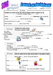 English Worksheet: Bruce Springsteen a wreck on the highway (song)