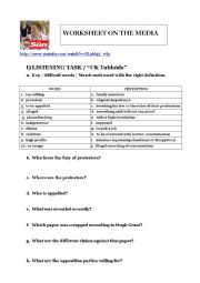 UK Tabloids Worksheet / Video + Words