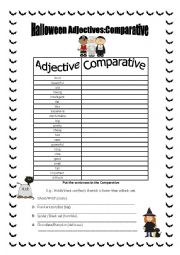 English Worksheet: Halloween Adjectives- comparative