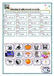 English Worksheet: Missing Halloween vowels