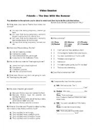 English Worksheet: Video - Friends - The One With the Rumour