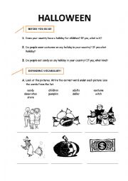 English Worksheet: Halloween reading