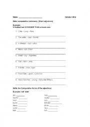 English Worksheet: Comparative adjetives