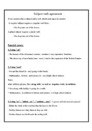 English Worksheet: subject-verb agreement 