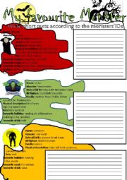 English Worksheet: Monsters writing activity