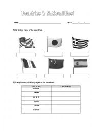 English Worksheet: Countries and languages