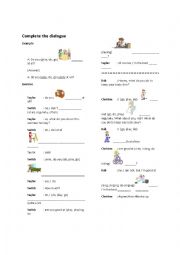 English Worksheet: complete the dialogue