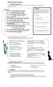 English Worksheet: Englishman in New York by Sting