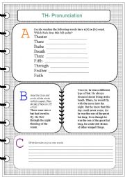 English Worksheet: TH- pronunciation Worksheet