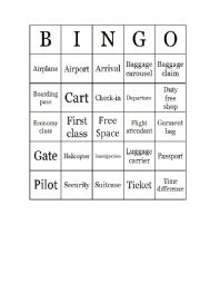 English Worksheet: Airport Vocabulary Bingo