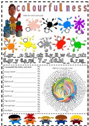 English Worksheet: colourful mess