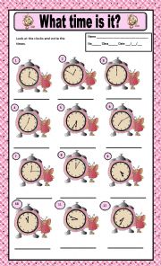 English Worksheet: WHAT TIME IS IT?