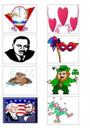 English Worksheet: MEMORY GAME ABOUT HOLIDAYS IN THE UNITED STATES