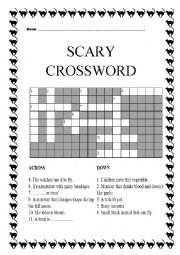 English Worksheet: scary crossword