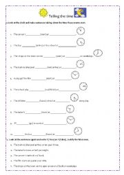 English Worksheet: Telling the Time and Simple Present