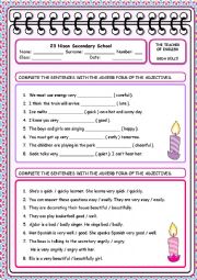 English Worksheet: Adverbs