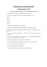 English Worksheet: Bizarre Food - Chicago