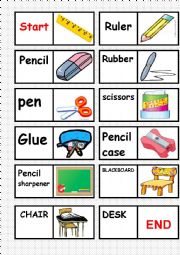 English Worksheet: CLASSROOM OBJECTS DOMINO