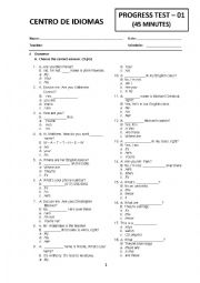 English Worksheet: Progress Test - INTERCHANGE THIRD EDITION