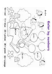 English Worksheet: Color by numbers