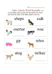 English Worksheet: farm animals