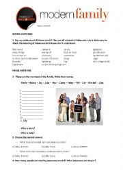 English Worksheet: video session: Halloween - Modern family