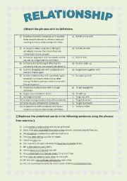 English Worksheet: Relationsip