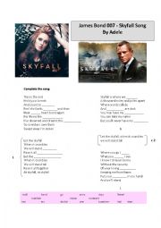 English Worksheet: James Bond 007 - Skyfall song by Adele