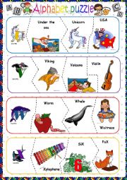 English Worksheet: Alphabet puzzle - PART 6 / 7 -editable 