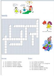 English Worksheet: Family Members Crossword