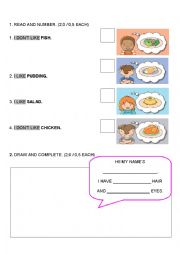 English Worksheet: PARTS OF THE BODY AND FOOD