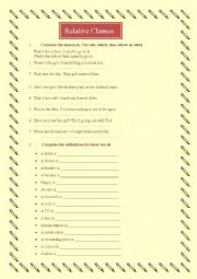 English Worksheet: Relative Clauses