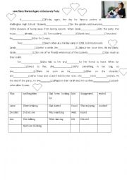 English Worksheet: Love story starts again-all tenses