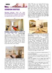 English Worksheet: Reading and Matching: London Hotels